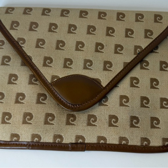Pierre Cardin Monogram Taupe and Brown Clutch Bag VINTAGE 1970 - Picture 1 of 6